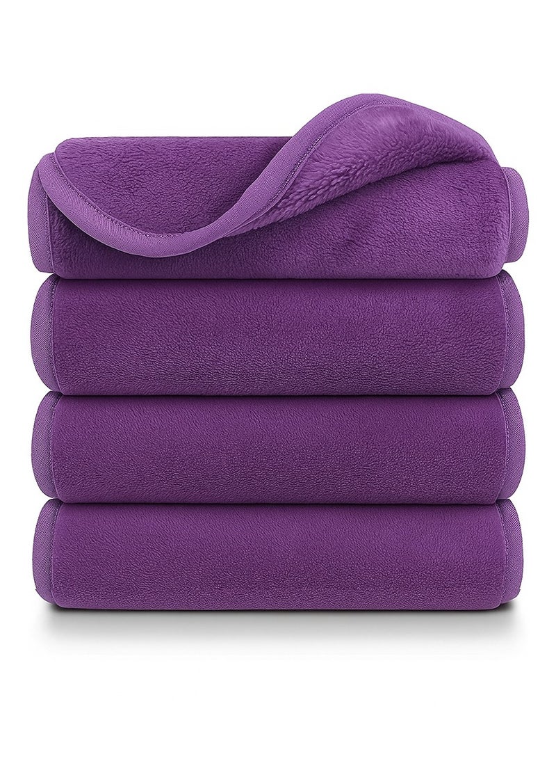 Wownect Makeup Remover Cloth Reusable Microfiber Face Towel Washable, Cleansing Cloths [4 Per Pack] [Soft Delicate Machine Washable] [15.7x6.6 inch] - Purple - Image 1