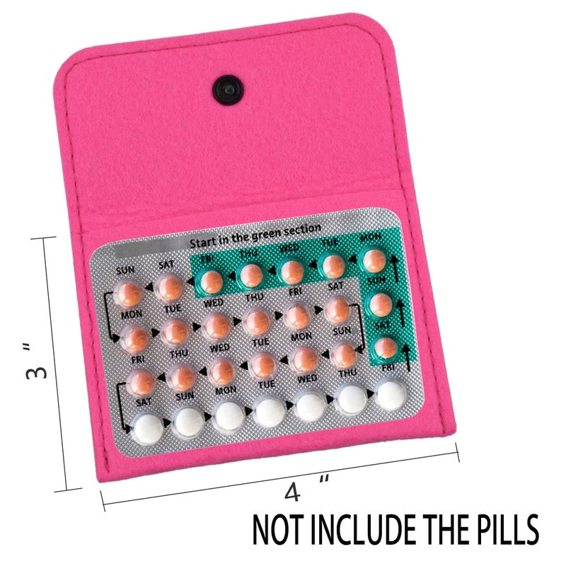 pinklilycare 2 Pack Birth Control Pill Packet with 4" x 3" for Women Privacy Protection Contraceptive Medicine Holder Pink Sleeve Pouch Wallet - Image 3