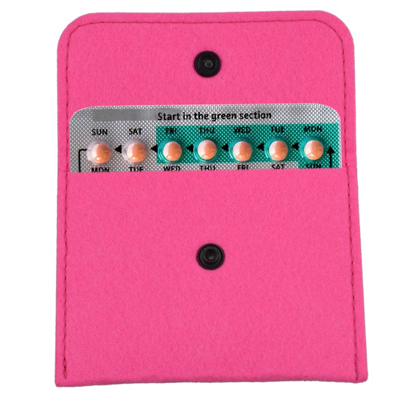 pinklilycare 2 Pack Birth Control Pill Packet with 4" x 3" for Women Privacy Protection Contraceptive Medicine Holder Pink Sleeve Pouch Wallet - Image 1