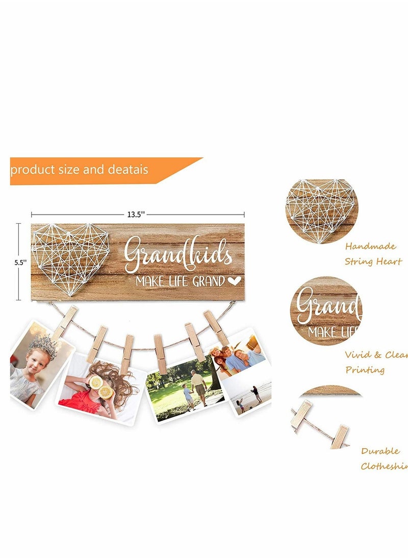 Excefore - Grandma Gifts Nana Photo Holder, for Grandmother Grammy Present from Granddaughter and Grandson, Clips Twine Hanging, Grandkids Frame The Best Gramma Ever - Image 1