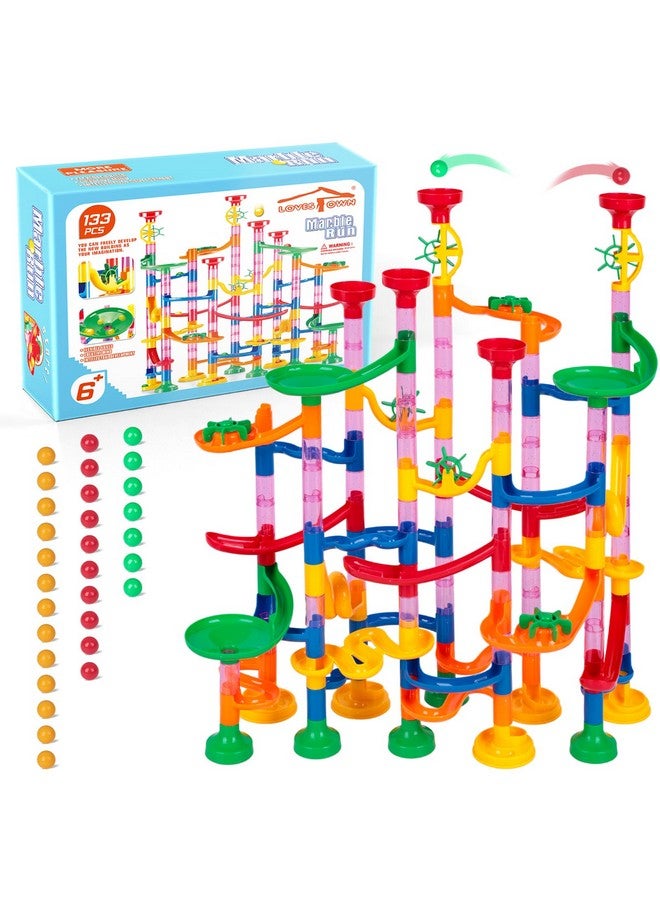 LovesTown 133Pcs Marble Run Set, Marbles Run Games Educational Toy For Kids Construction Building Blocks Toys 2-4 Player Games - Image 1