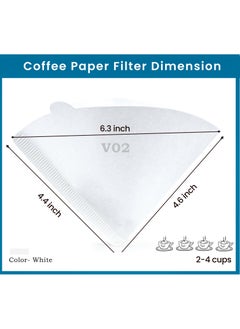 MIBRU Coffee Filters V60 Cone Paper White Natural 100pcs 1-2 Cups Size 01  - Image 2