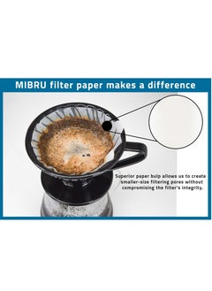 MIBRU Coffee Filters V60 Cone Paper White Natural 100pcs 1-2 Cups Size 01  - Image 4