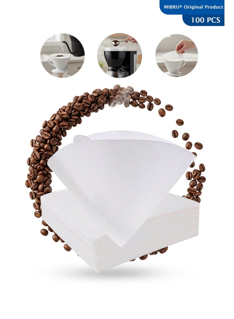 MIBRU Coffee Filters V60 Cone Paper White Natural 100pcs 1-2 Cups Size 01 - Image 1