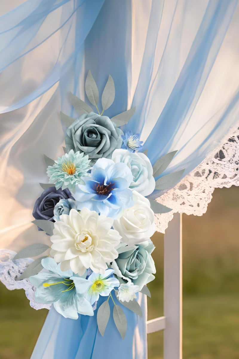 Koroni Flowers Artificial Flowers Blue Box Set for DIY Bridal Bouquets Wedding Shower Decorations Fake Floral Arrangements for Party Table Centerpieces Home Decor Indoor Outdoor - Image 5
