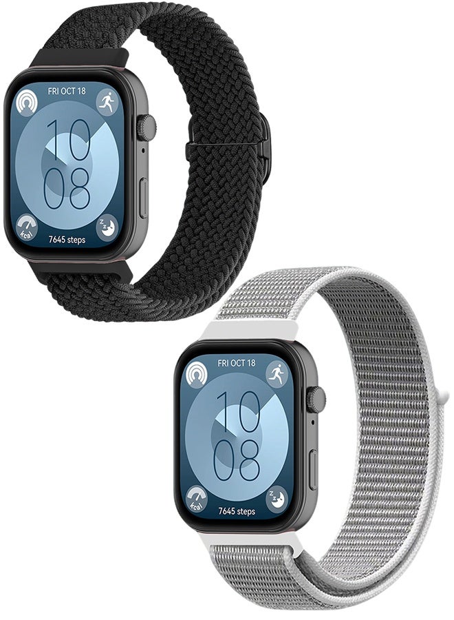 2PCS Strap for Huawei Fit 3/Huawei Fit 4/fit 4 Pro Velcro Nylon Ring and Braided Belt Nylon Watch Replacement Bracelet