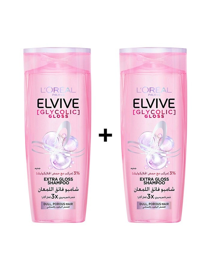 L'OREAL PARIS شامبو ELVIVE جلا الجليكوز المعزز لللمعان 600 مل - عبوة من 2 - Image 1