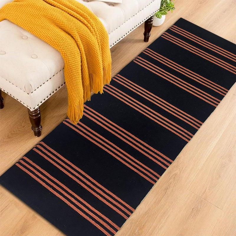STONEMUNK ® Runner for Living Room | 2x6 Feet | Indoor Floor Rugs for Bedroom | Suitable for Home or Office | Runner for Kichen | Machine Washable Carpet | Cotton Runner - (2x6 Orange - S) - Image 1