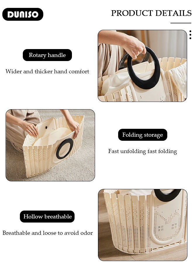 DUNISO - Foldable Laudry Basket, Collapsible Clothes Laundry Hamper,Foldable Clothes Laundry Basket Hamper High Capacity, Plastic Storage Laundry Box with Dual Handles,Toys Organizer Storage Bin - Image 1