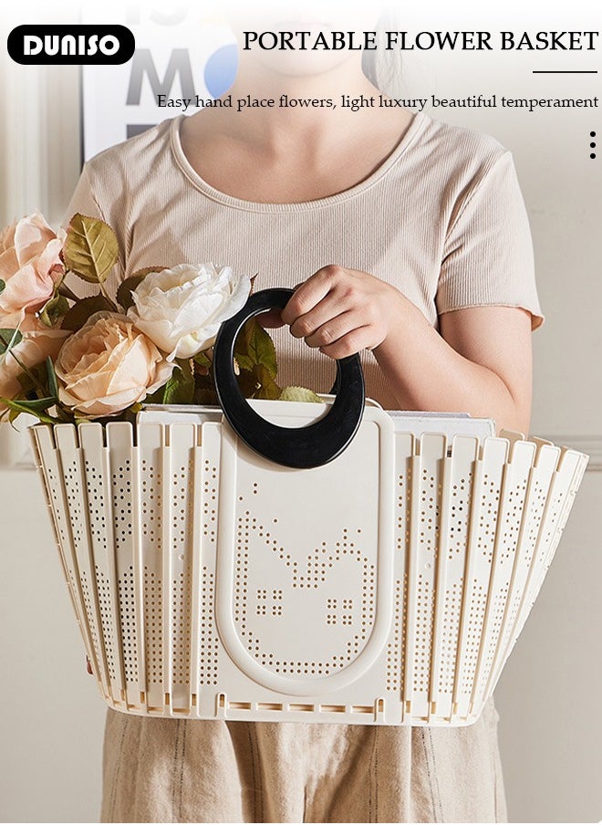 DUNISO - Foldable Laudry Basket, Collapsible Clothes Laundry Hamper,Foldable Clothes Laundry Basket Hamper High Capacity, Plastic Storage Laundry Box with Dual Handles,Toys Organizer Storage Bin - Image 1