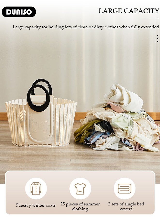 DUNISO - Foldable Laudry Basket, Collapsible Clothes Laundry Hamper,Foldable Clothes Laundry Basket Hamper High Capacity, Plastic Storage Laundry Box with Dual Handles,Toys Organizer Storage Bin - Image 1