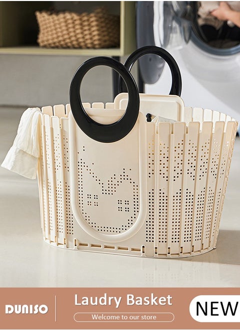 Foldable Laudry Basket, Collapsible Clothes Laundry Hamper,Foldable Clothes Laundry Basket Hamper High Capacity, Plastic Storage Laundry Box with Dual Handles,Toys Organizer Storage Bin