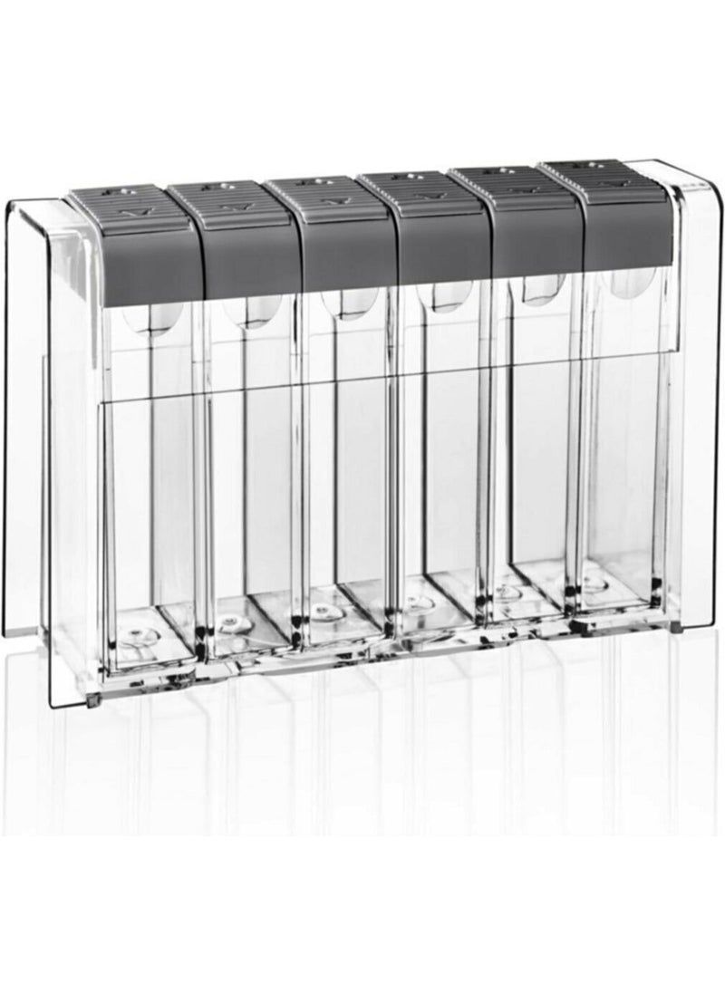 My Practical Store 6-Piece Spice Jar, Transparent Spice Set, Mini Spice Set with 6 Sliding Covers