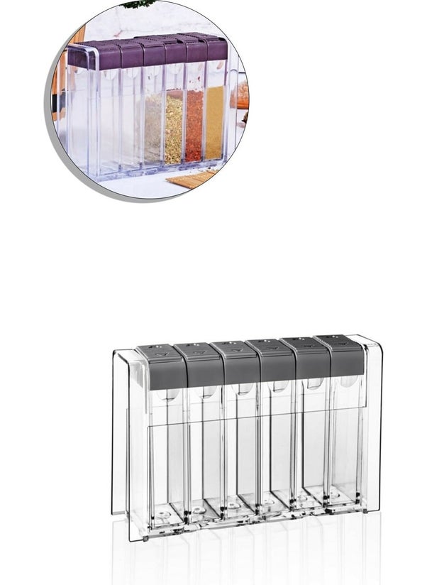 My Practical Store 6-Piece Spice Jar, Transparent Spice Set, Mini Spice Set with 6 Sliding Covers