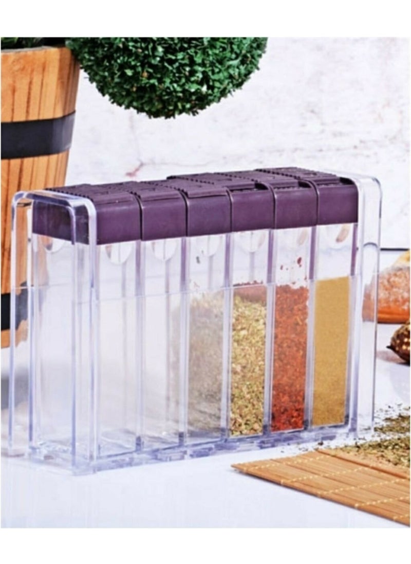 My Practical Store 6-Piece Spice Jar, Transparent Spice Set, Mini Spice Set with 6 Sliding Covers