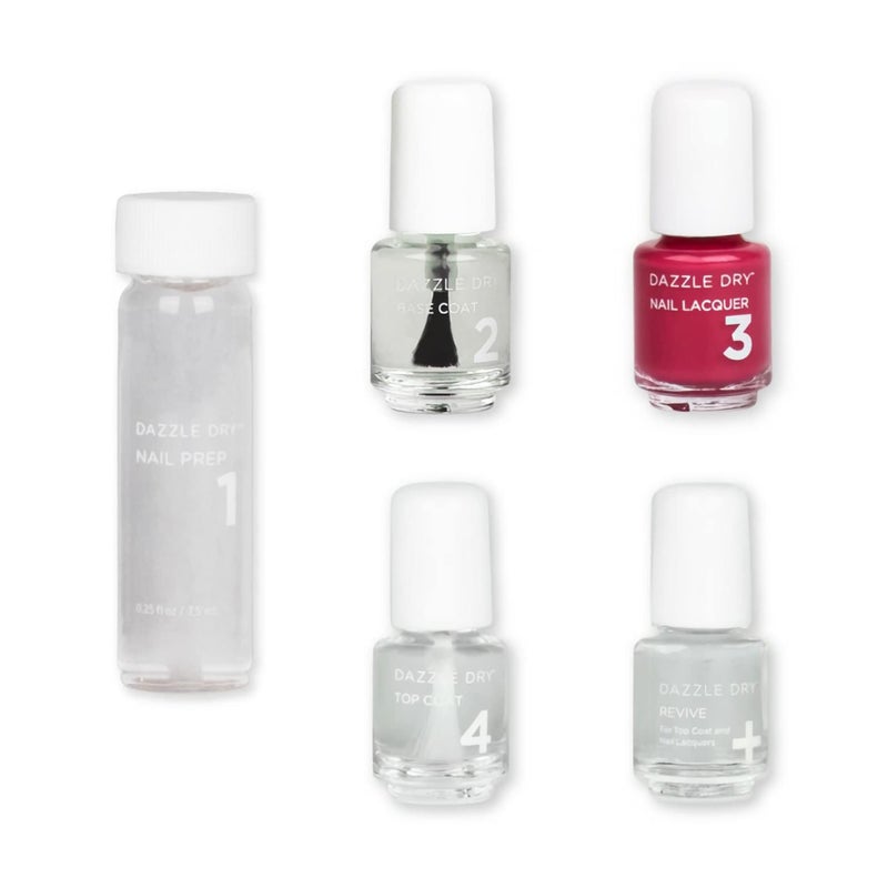 Dazzle Dry Mini Kit 4 Step System - Raspberry Rush, a full coverage raspberry with purple undertones. (5 Piece Kit / 5 Manicures) - Image 1