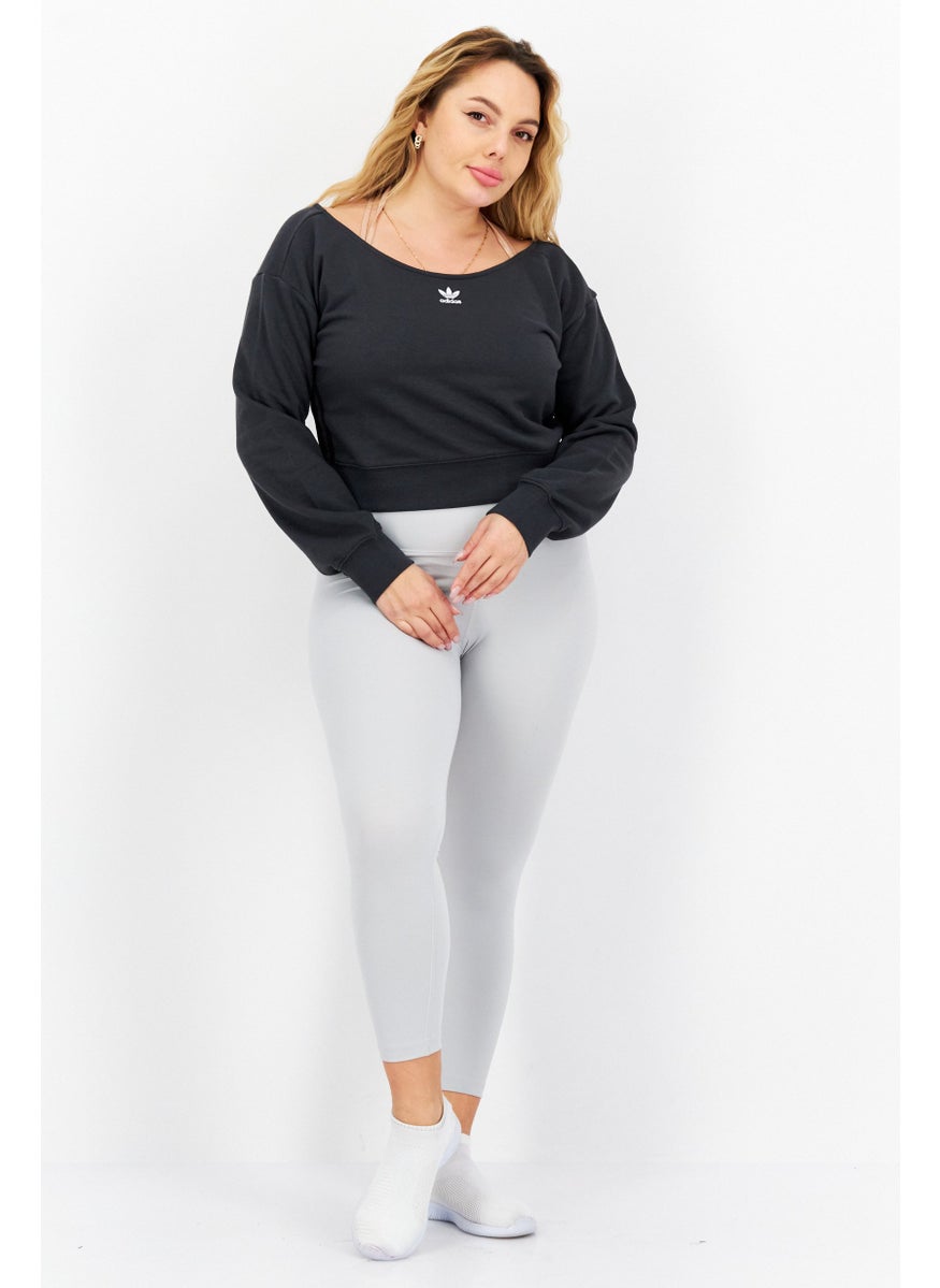 adidas Originals Women Sportswear Fit Long Sleeve Training Top, Charcoal  - Image 3