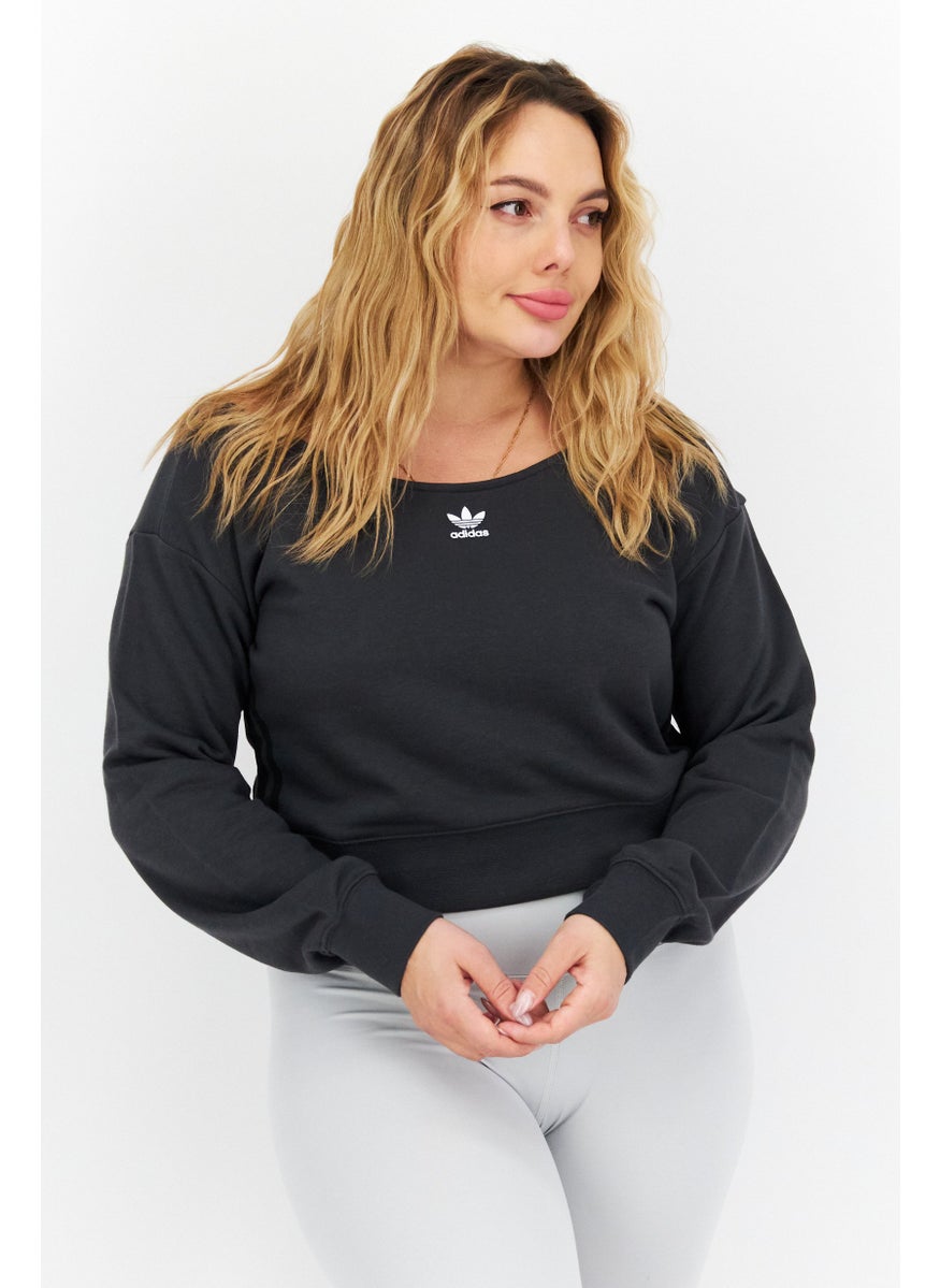 adidas Originals Women Sportswear Fit Long Sleeve Training Top, Charcoal  - Image 1
