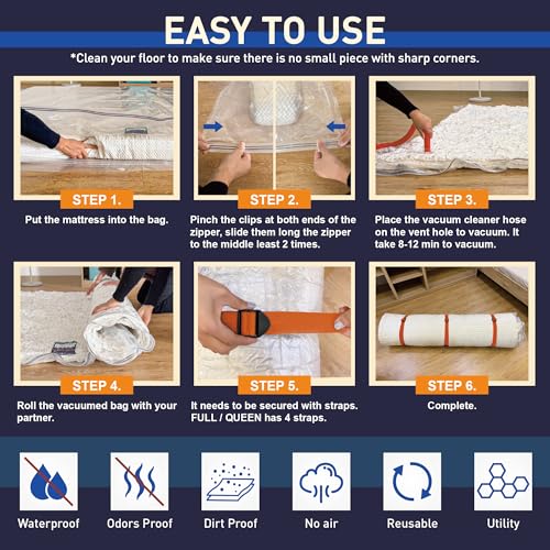 LVYSHOW Mattress Vacuum Storage Bag for Memory Foam, Latex and Hybrid Mattress, Easy Moving and Storage (Twin/Twin XL Size) - Image 3
