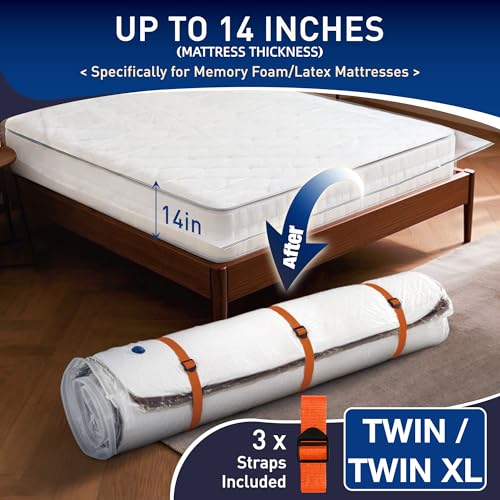 LVYSHOW Mattress Vacuum Storage Bag for Memory Foam, Latex and Hybrid Mattress, Easy Moving and Storage (Twin/Twin XL Size) - Image 2