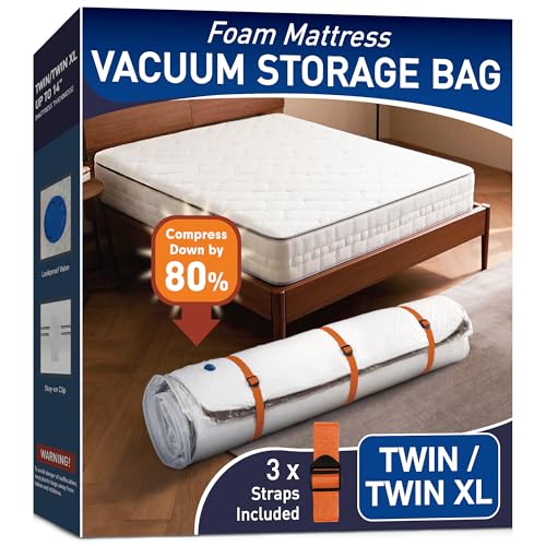 LVYSHOW Mattress Vacuum Storage Bag for Memory Foam, Latex and Hybrid Mattress, Easy Moving and Storage (Twin/Twin XL Size) - Image 1