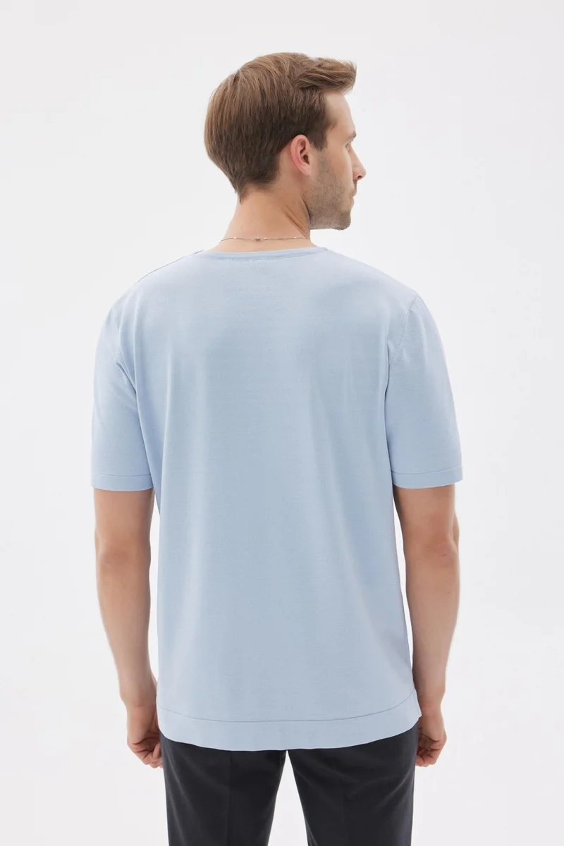 Odelon Limited Men's Plain Short Sleeve Rayon Knit T-Shirt Blue