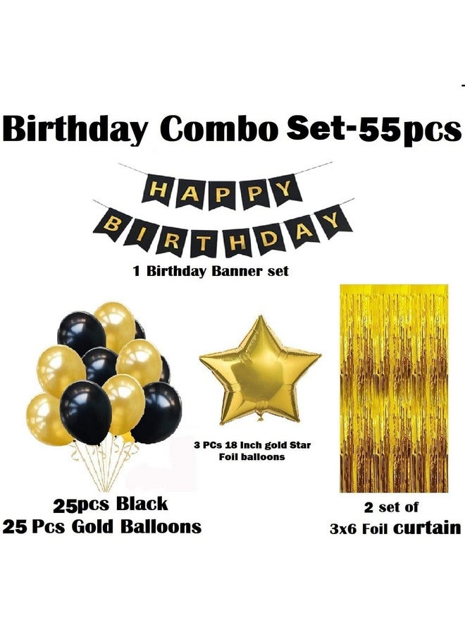 HK balloons Happy Birthday Banner Decoration Kit 55 Pcs Set for Boys Husband Balloons Decorations Items Combo with Metallic Balloons,Star foil Balloons and Foil Curtain - Image 3