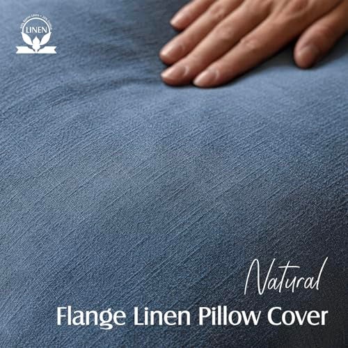 Foindtower Pack of 2 Decorative Linen Soild Throw Pillow Covers Soft Accent Euro Cushion Case Farmhouse Neutral Pillowcase for Chair Couch Sofa Bedroom Living Room Home Decor 26 x 26 Inch Dark Blue - Image 3