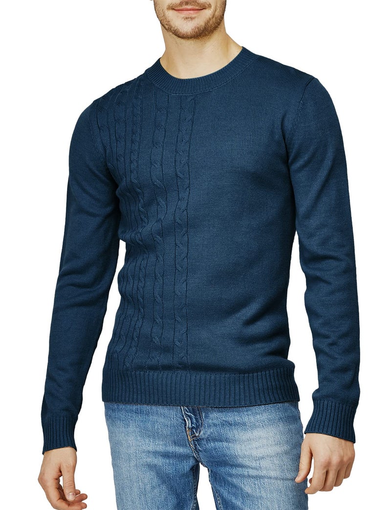 H2H Mens Casual Slim Fit Pullover Sweaters Knitted Long Sleeve Blue US 3XL/Asia 4XL (CMOSWL074) - Image 2
