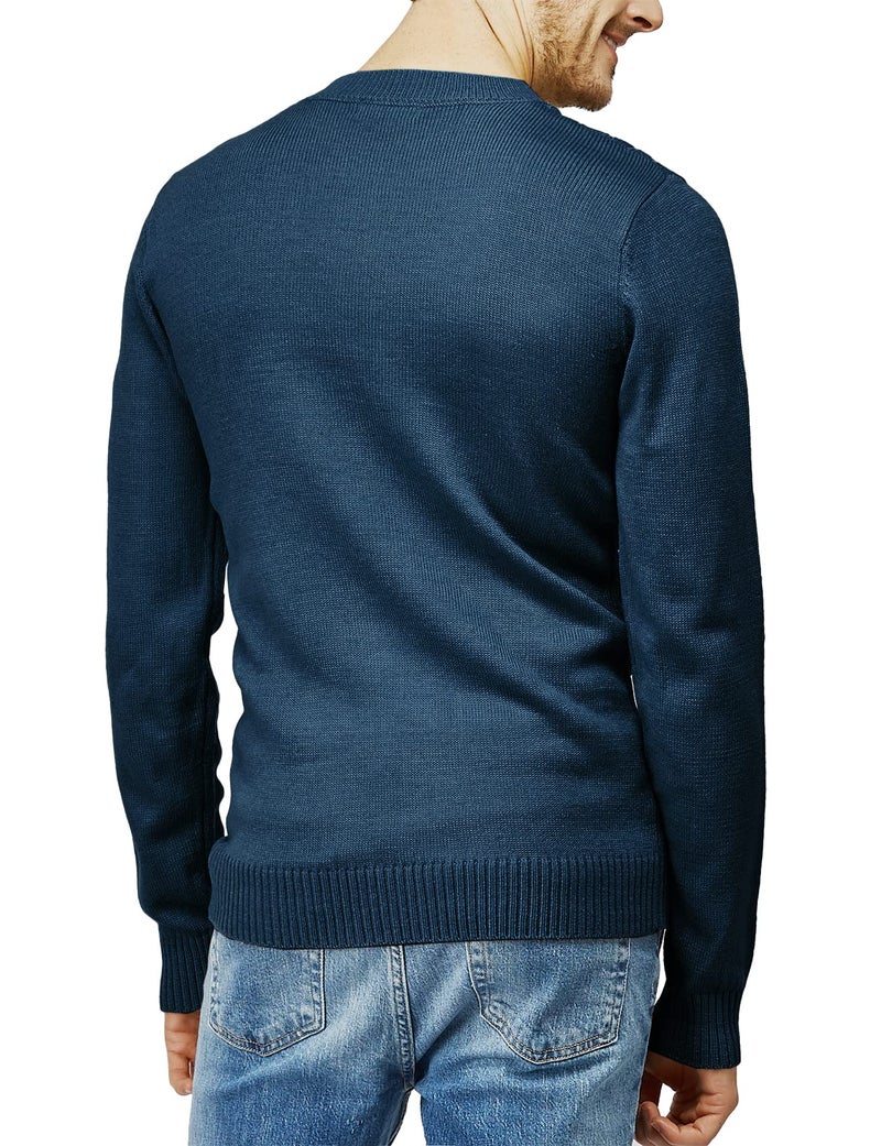 H2H Mens Casual Slim Fit Pullover Sweaters Knitted Long Sleeve Blue US 3XL/Asia 4XL (CMOSWL074) - Image 3