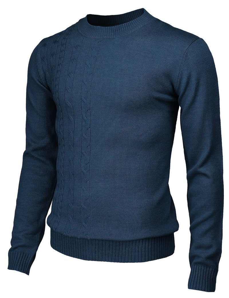 H2H Mens Casual Slim Fit Pullover Sweaters Knitted Long Sleeve Blue US 3XL/Asia 4XL (CMOSWL074) - Image 1
