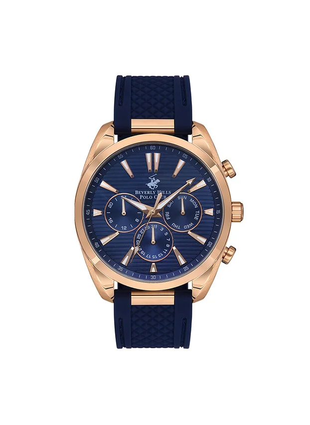 BEVERLY HILLS POLO CLUB Beverly Hills Polo Club BP3337X.499 Men's Multi Function Display Watch & Silicone Strap Dark Blue