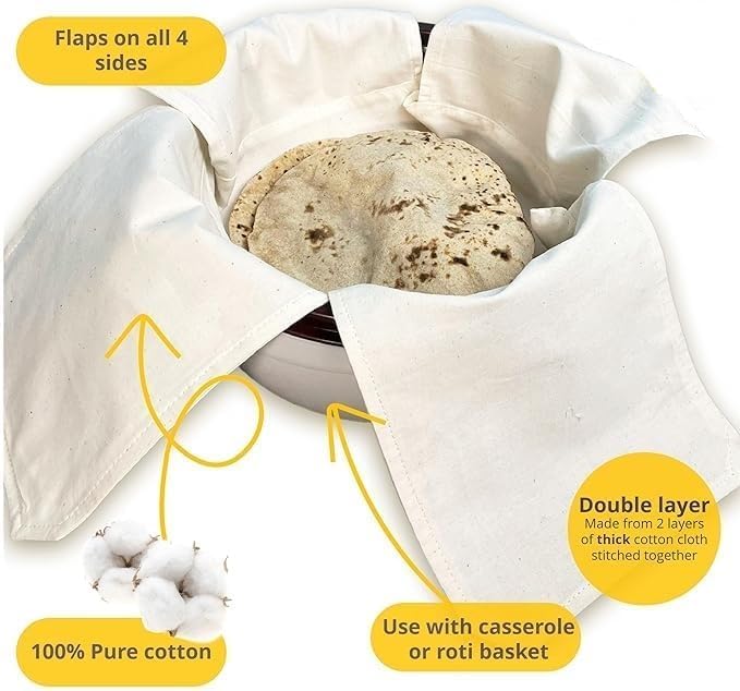 Cotton Round Roti CoverChapati CoversRoti RumalTraditional Roti Rumals Traditional Rumals to Keep RotiChapati Fresh Assorted Set of 2  - Image 2