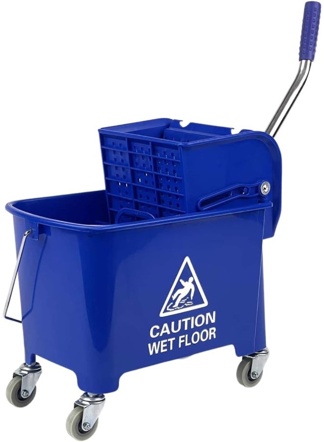 AKC Mop Bucket With Wheels & Wringer – Durable Plastic, Portable Mopping System For Home, Kitchen, Office, Garage, Efficient Wet Mop Solution (Blue, 20 Ltr)  - Image 1