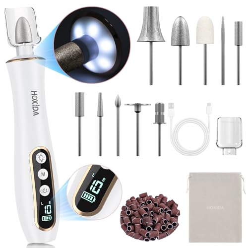 Hoxida Professional Manicure Pedicure Kit, Cordless Electric Nail Drill with 360° LED light&10 Speeds, Rechargeable Pedicure Tools for feet, Hand Foot Care Nail Drill for Thick Nail Toenail Cuticle Women Men - Image 1