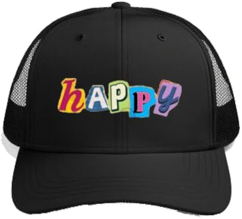HAPPY Plain unisex baseball cap Black