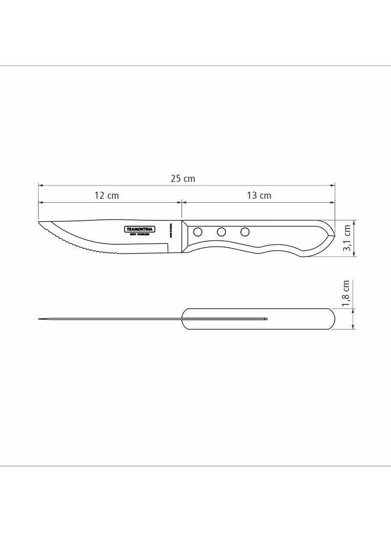 TRAMONTINA Tramontina Jumbo 5 Inches Steak Knife with Stainless Steel Blade and Red Dishwasher Safe Polywood Handle