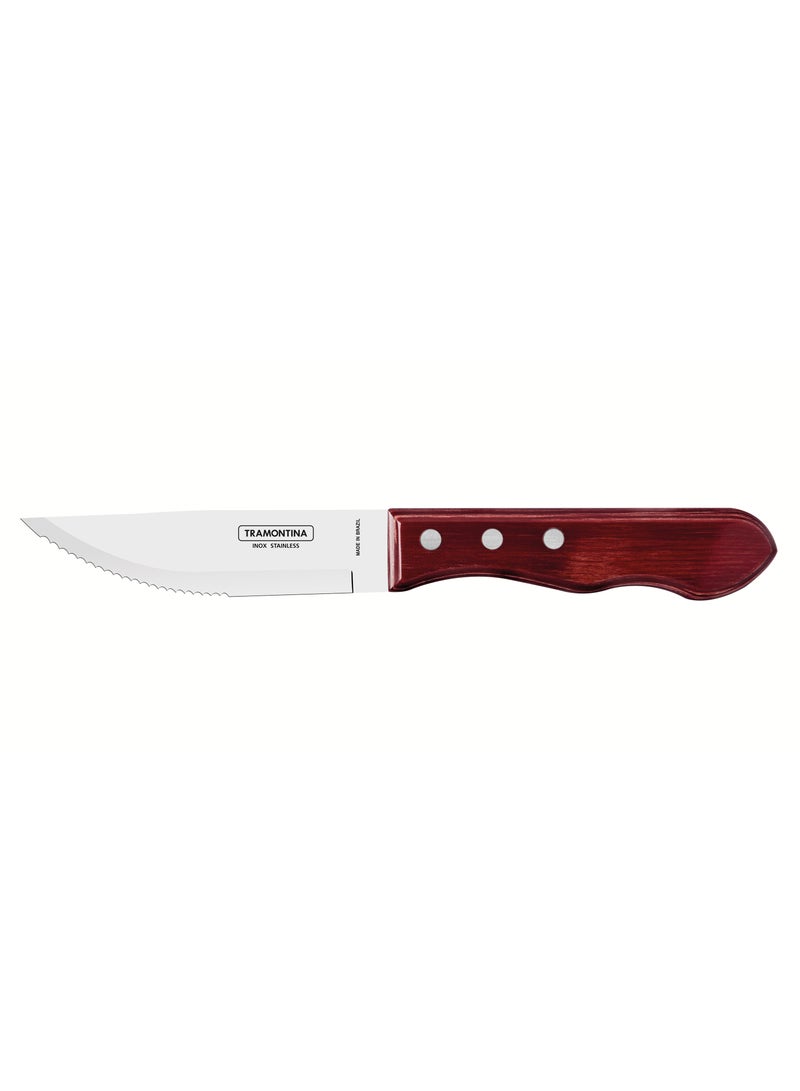 Tramontina Jumbo 5 Inches Steak Knife with Stainless Steel Blade and Red Dishwasher Safe Polywood Handle - Image 1