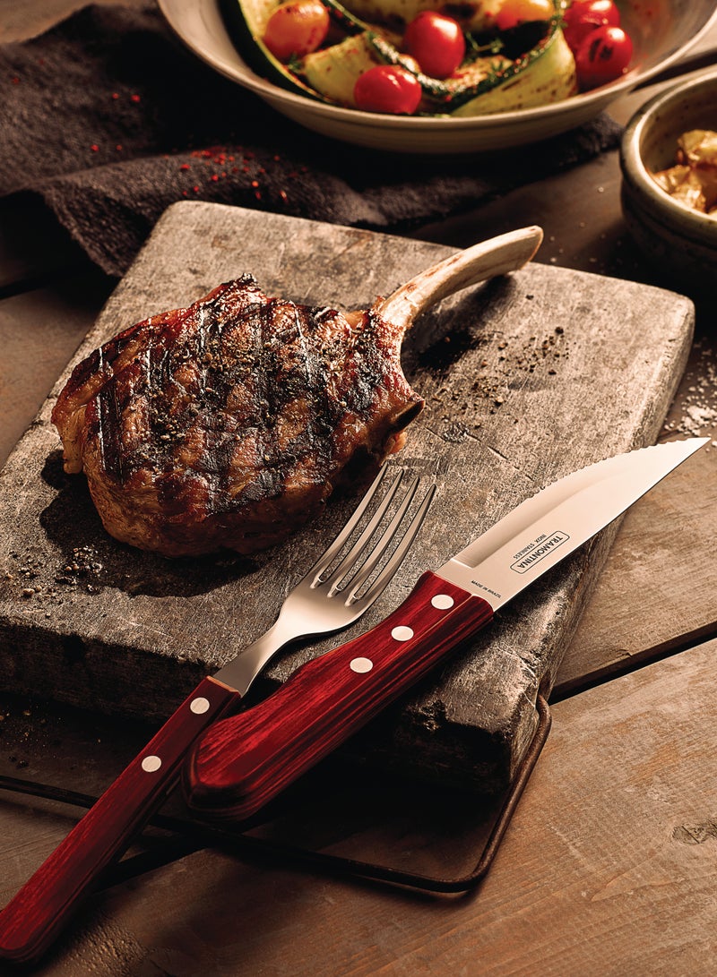 Tramontina Jumbo 5 Inches Steak Knife with Stainless Steel Blade and Red Dishwasher Safe Polywood Handle - Image 3