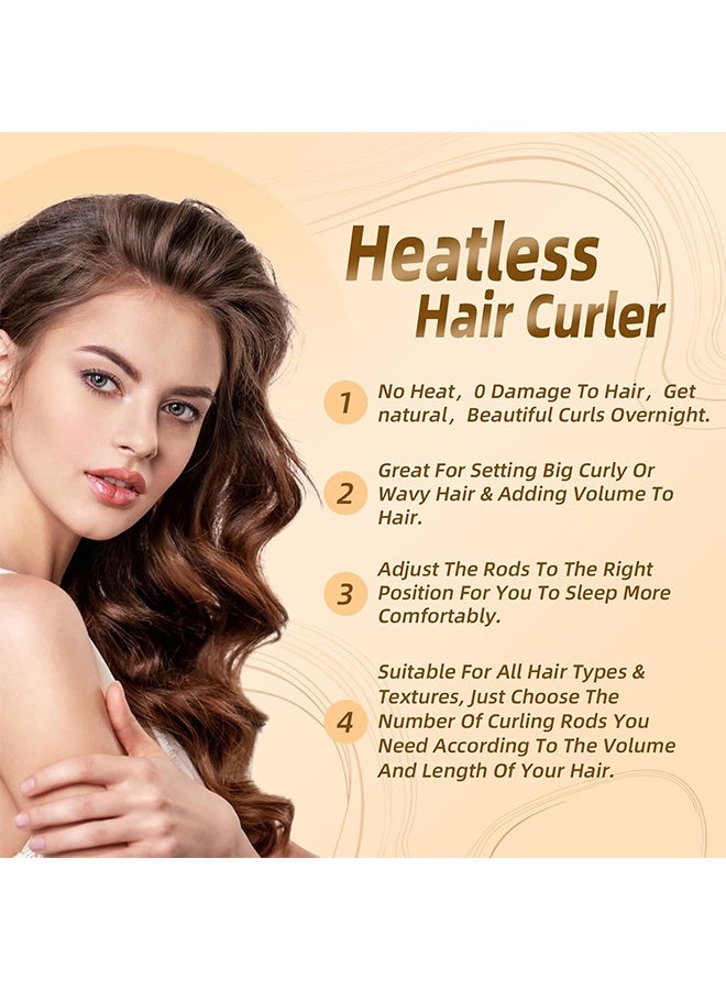 أمشاط تجعيد الشعر الليلية الكبيرة بدون حرارة، أعواد تجعيد ساتان كبيرة قابلة للثني للنوم بها، أعواد ناعمة بدون حرارة لجميع أنواع الشعر، أدوات تصفيف تجعيد الشعر أثناء النوم بدون حرارة، 3 قطع، كاكي - Image 5