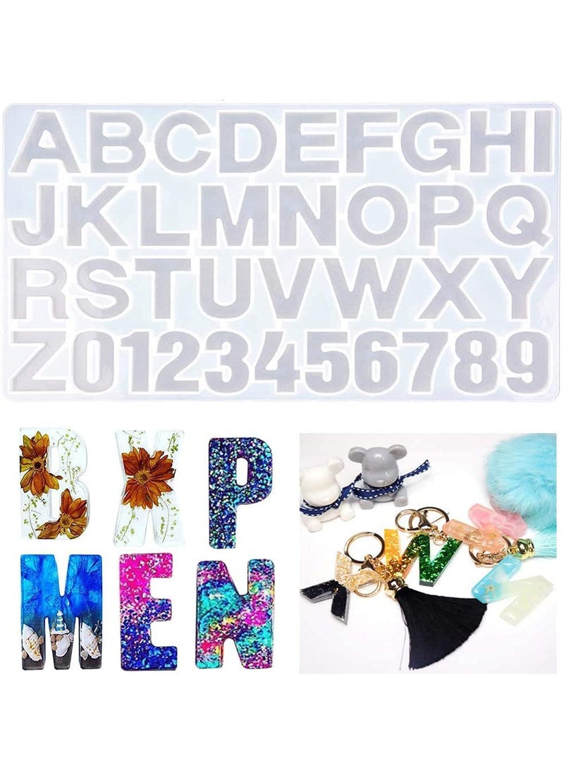Snoogg - SNOOGG Alphabet Resin Casting Mold, Letter and Numbers DIY Key Chain, Pendant, Jewelry Making Molds for Resin. with Built in Hole Enabler with 2 Square Coaster - Image 1