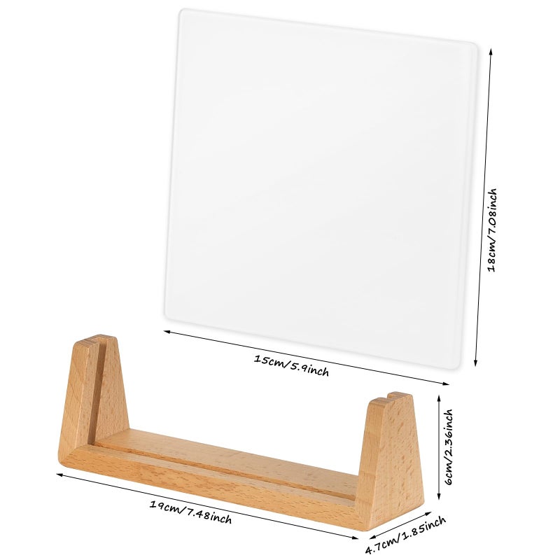TORASO Desktop Glass Dry Erase Board with Solid Wood Base, Memo Whiteboard, Writing Note Pad, Mini Glassboard for Tabletop Display(Rustic Base,Glass) - Image 2