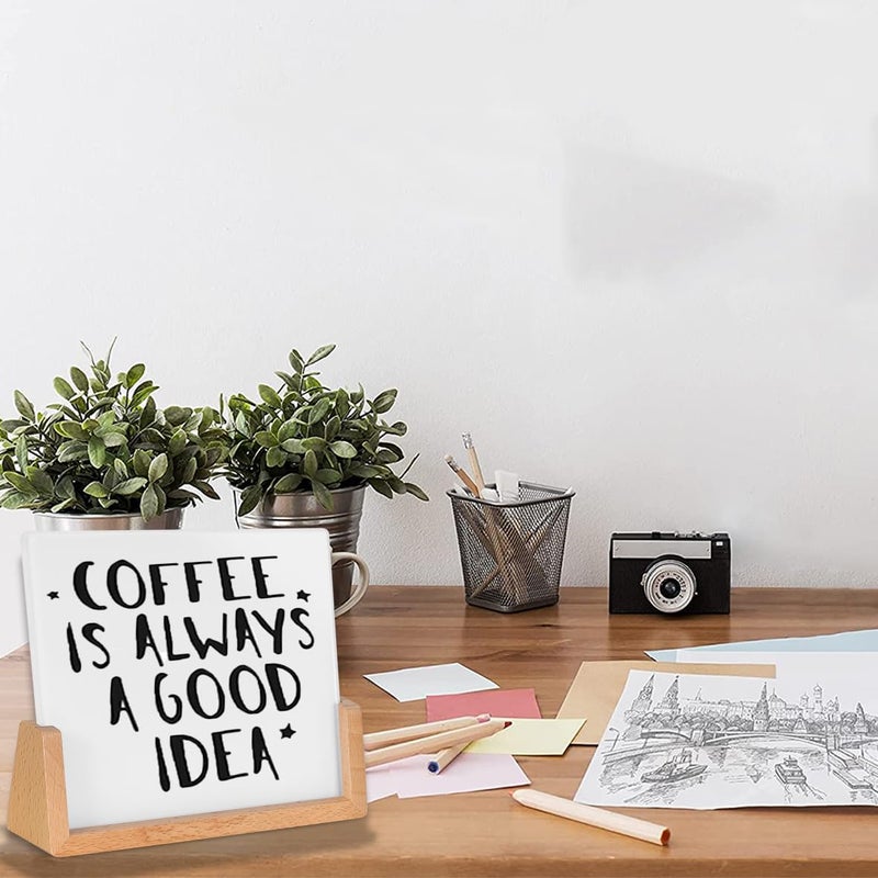 TORASO Desktop Glass Dry Erase Board with Solid Wood Base, Memo Whiteboard, Writing Note Pad, Mini Glassboard for Tabletop Display(Rustic Base,Glass) - Image 5