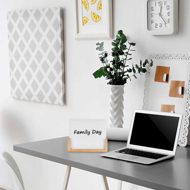 TORASO Desktop Glass Dry Erase Board with Solid Wood Base, Memo Whiteboard, Writing Note Pad, Mini Glassboard for Tabletop Display(Rustic Base,Glass) - Image 3