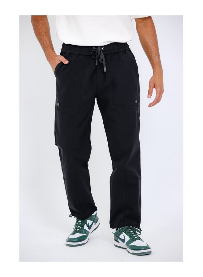 WHITE RABBIT Slip On Plain Black Practical Joggers  - Image 1