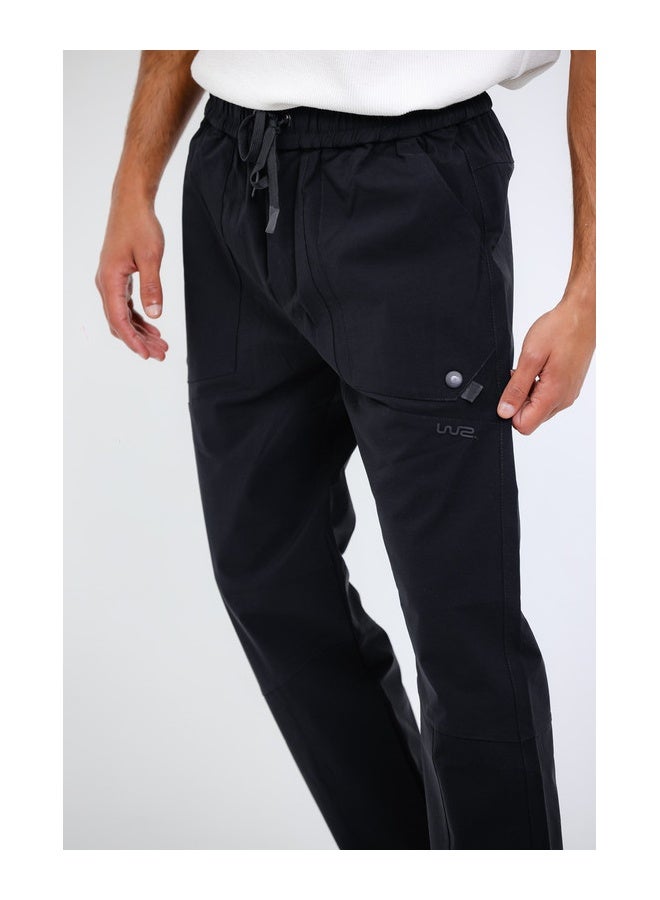 WHITE RABBIT Slip On Plain Black Practical Joggers  - Image 3