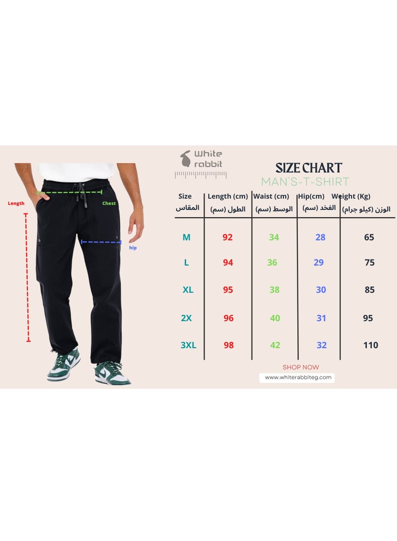 WHITE RABBIT Slip On Plain Black Practical Joggers  - Image 5