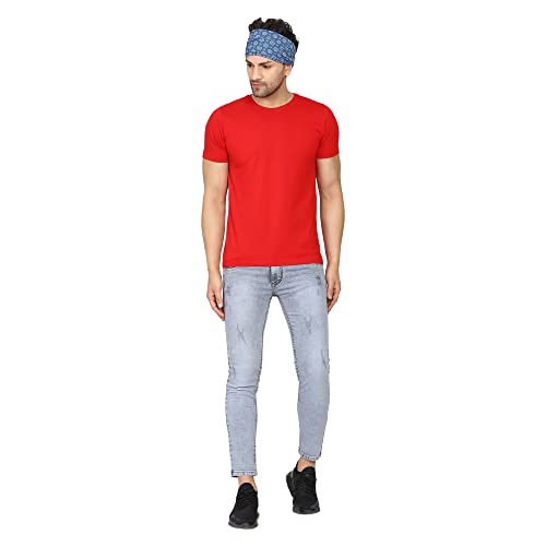 Coreteq Multicolor Sports Sweatband Headband Concealed Seam Micro-Spandex Men and Women (Floral Navy) Free Size - Image 4