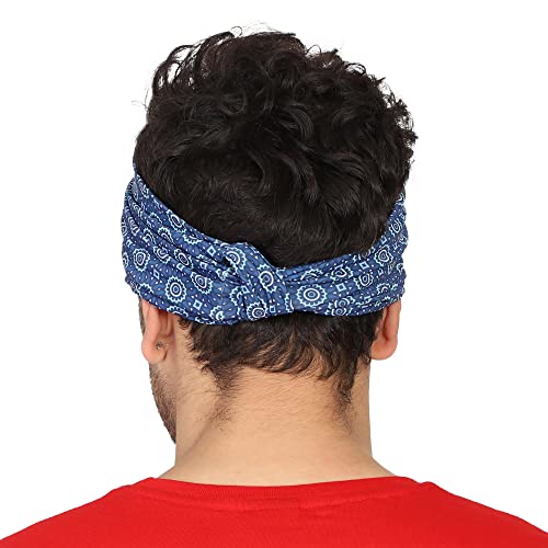 Coreteq Multicolor Sports Sweatband Headband Concealed Seam Micro-Spandex Men and Women (Floral Navy) Free Size - Image 3