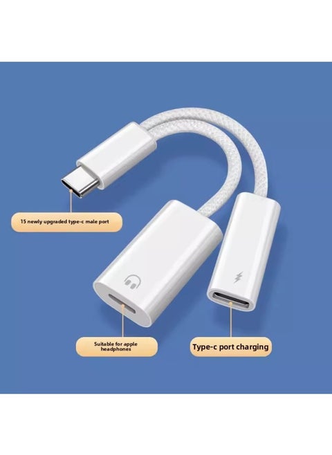 Lightning To Type C Lightning USB-C Converter 2-in -1 Adapter For Iphone15 Earphone Cable-Interface Form:lightning Headset Type C Charging